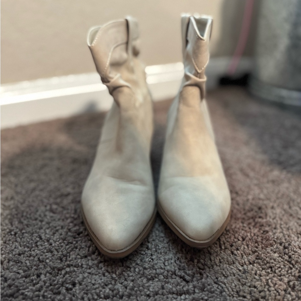 Time and Tru Cream Ankle Booties